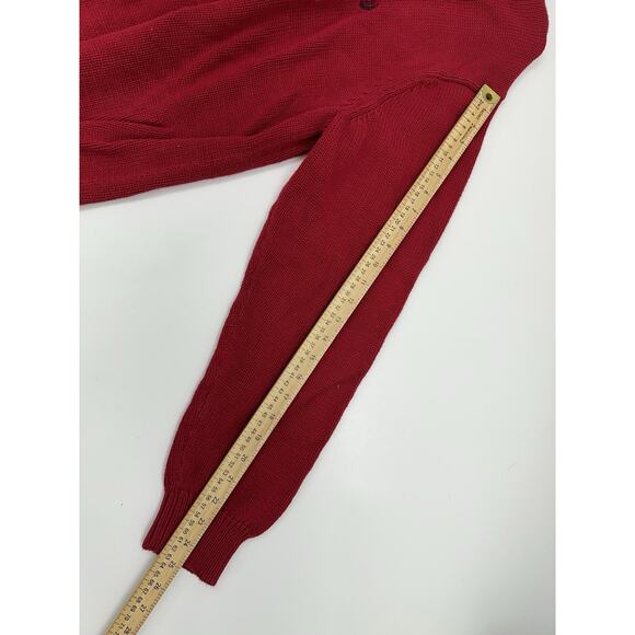 Chaps Mens Sweater Size XL Red Knit Quarter Zip Long Sleeve - Picture 9 of 11